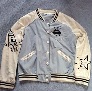 Blue Space Alien Bomber Jacket